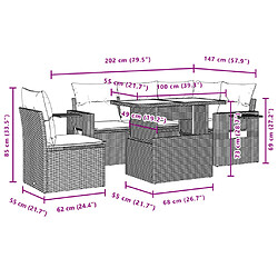 vidaXL Salon de jardin avec coussins 6 pcs beige résine tressée pas cher