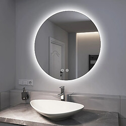 EMKE Miroir de salle de bain rond LED avec rétro-éclairage sans cadre Interrupteur tactile - Diamètre 80cm | Lumière Blanche Froide/Chaude/Neutre