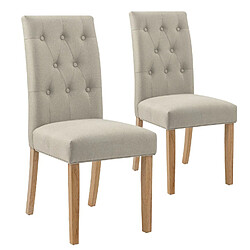 Lot de 2 chaises capitonnées Gaya tissu beige 