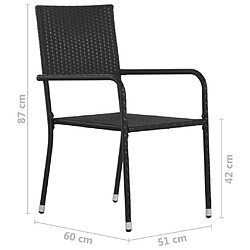 vidaXL Chaise à dîner de jardin empilable lot de 6 noir résine tressée pas cher