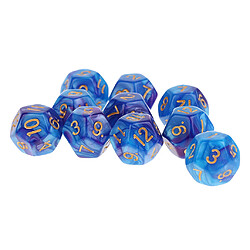 10pcs 12 découpes en dés driz polyvalent pour dungeons et dragons jeux de table bleu violet