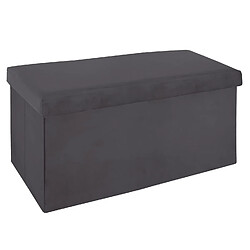 Atmosphera, Createur D'Interieur Banquette coffre pliable velours Tess - L. 76 x H. 38 cm - Gris