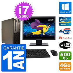 PC Lenovo M82 SFF Ecran 22" Intel i7-2600 RAM 4Go Disque 500Go Windows 10 Wifi · Occasion 