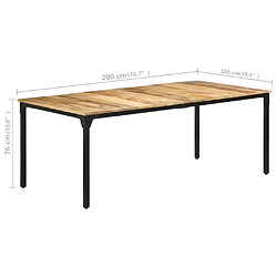 vidaXL Table de salle à manger 200x100x76 cm Bois de manguier solide pas cher