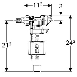 Robinet flotteur WC Geberit type 380 à alimentation latérale coudée 3/8" (12x17)