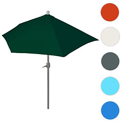 Mendler Parasol semi-circulaire Parla, demi-parasol balcon, UV 50+ polyester/alu 3kg ~ 270cm vert sans support