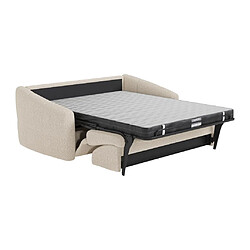 DUNLOPILLO Canapé 3 places convertible express en tissu bouclette crème - Couchage 140 cm - Matelas 14 cm avec mémoire de forme - RETUNA pas cher