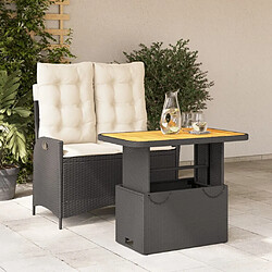 Maison Chic Ensemble à manger d'extérieur 2 pcs avec coussins,Salon de jardin,Mobilier de jardin noir résine tressée -GKD971919