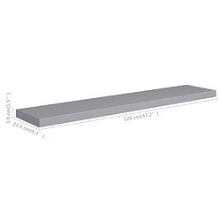 vidaXL Étagères murales flottantes 2 pcs gris 120x23,5x3,8 cm MDF pas cher