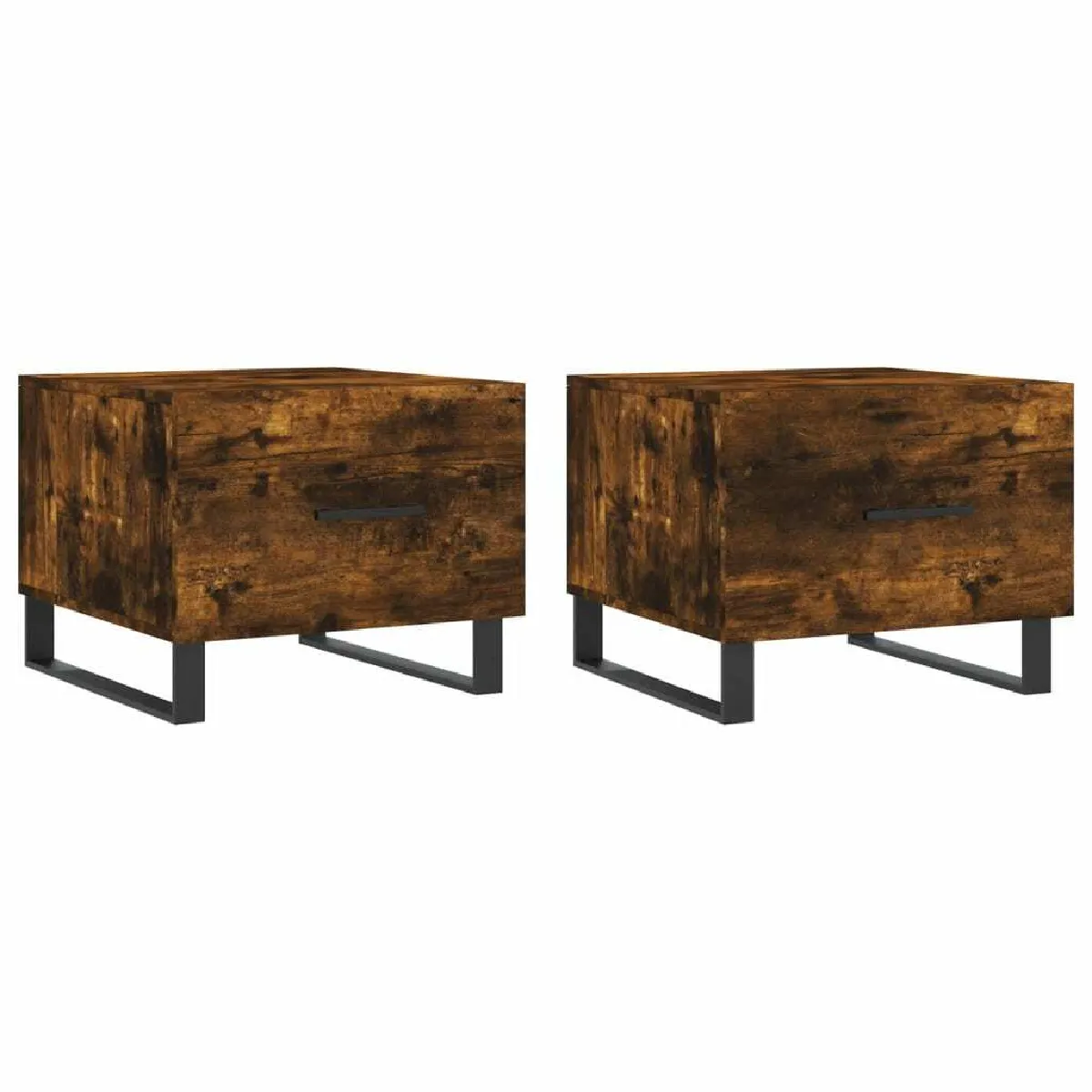 Maison Chic Lot de 2 Tables basses,Table Console pour salon chêne fumé 50x50x40 cm bois d'ingénierie -MN98639