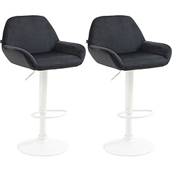 Non Lot de 2 tabourets de bar Braga velours blanc