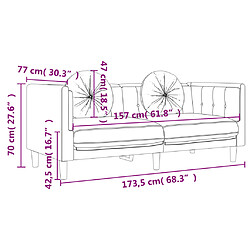 vidaXL Canapé avec coussins 2 places gris clair velours pas cher