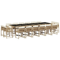 vidaXL Ensemble à manger de jardin et coussins 17 pcs beige