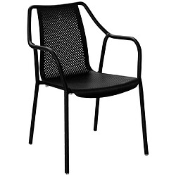 Proloisirs Fauteuil de jardin empilable en aluminium Bari noir.