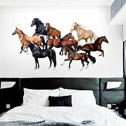 Acheter 70x50cm 9pcs pvc cheval autocollants muraux autocollants mural décoration murale artistique