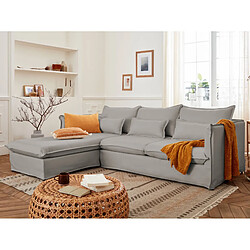 Lisa Design Adriann - canapé d'angle gauche fixe - 4 places - en tissu déhoussable Adriann - canapé d'angle gauche fixe - 4 places - en tissu déhoussable - Gris clair