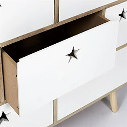 Toilinux Commode 5 tiroirs Like a Star - en MDF et Bois de Pin - Blanc et Marron pas cher