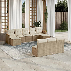 Maison Chic Salon de jardin avec coussins 10 pcs, Ensemble Tables et chaises de jardin, beige résine tressée -GKD563880