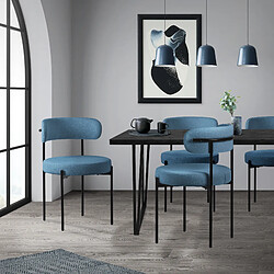 Acheter ML-Design Lot de 2 chaises de cuisine rond en tissu teddy bleu avec dossier pied en acier