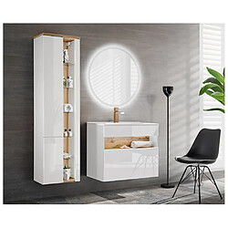 Ac-Deco Ensemble meubles de salle de bain complet avec miroir LED - Blanc - 80 cm - Bahama