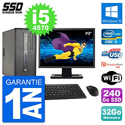 PC Tour HP ProDesk 600 G1 Ecran 19" i5-4570 RAM 32Go SSD 240Go Windows 10 Wifi - Occasion