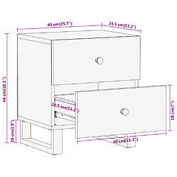 vidaXL Table de chevet marron et noir bois de manguier solide pas cher