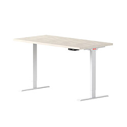 ELEVA Bureau assis debout effet bois blanc 180x80x3cm