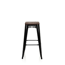 Tabouret de bar VANTAGGIO HIGH W Métal noir / Assise bois foncé hjh OFFICE