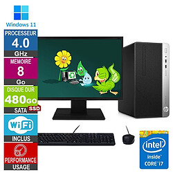 PC HP ProDesk 400 G4 MT i7-6700 4GHz 8Go/480Go SSD Wifi W11 + Ecran 24 · Reconditionné 