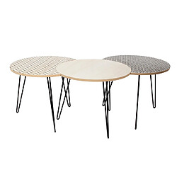 Avis The Home Deco Factory Trio de Tables Gigognes - Beige et Noire - H. 36cm