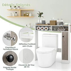 Helloshop26 Meuble de toilette wc avec 2 compartiments et 1 porte étagères réglables pour salle de bain 88 x 18 x 100 cm blanc 20_0008874