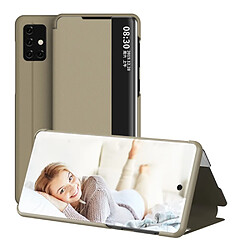 Coque en TPU + PU nouvelle fenêtre d'affichage avec support or pour votre Samsung Galaxy A51