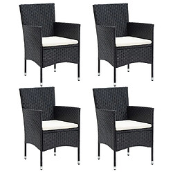 Maison Chic Lot de 4 Chaises de salle à manger de jardin - Fauteuil d'extérieur Résine tressée Noir -MN44008