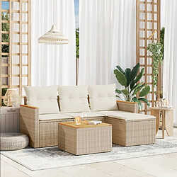 vidaXL Salon de jardin avec coussins 5 pcs beige résine tressée 