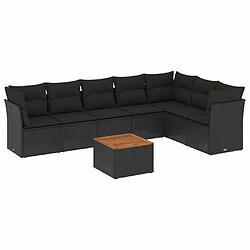 vidaXL Salon de jardin 8 pcs avec coussins noir résine tressée