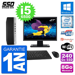 PC HP ProDesk 600 G3 SFF Ecran 27" i5-6500 RAM 8Go SSD 240Go Windows 10 Wifi - Occasion