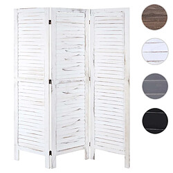 Mendler Paravent HWC-G30, cloison de séparation, pare-vue, brise-vue, style shabby chic, 170x120cm ~ blanc