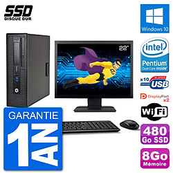 PC HP EliteDesk 800 G1 Ecran 22" Intel G3220 RAM 8Go SSD 480Go Windows 10 Wifi - Occasion