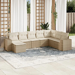 vidaXL Salon de jardin avec coussins 8 pcs beige résine tressée 