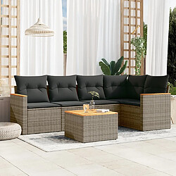 Maison Chic Ensemble Tables et chaises d'extérieur 6pcs avec coussins,Salon de jardin gris résine tressée -GKD647063