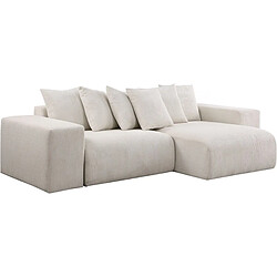 Palozi Sofa Canapé d'angle en velours côtelé Rivoli - 312 x 176 x 49 cm - Beige 