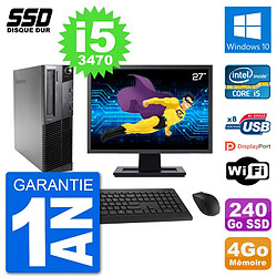 PC Lenovo M92p SFF Ecran 27" Intel i5-3470 RAM 4Go SSD 240Go Windows 10 Wifi - Occasion