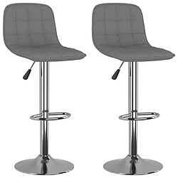 vidaXL Tabourets de bar lot de 2 gris clair tissu