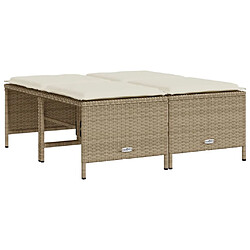 Avis vidaXL Salon de jardin avec coussins 5 pcs beige résine tressée