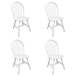 Maison Chic Lot de 4 Chaises à manger,Chaise pour cuisine blanc bois d'hévéa solide -MN75960