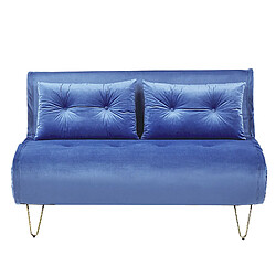 Beliani Banquette convertible 2 places en velours bleu marine VESTFOLD