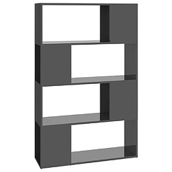 vidaXL Bibliothèque/Séparateur de pièce Gris brillant 80x24x124,5 cm