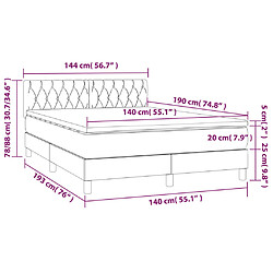 vidaXL Sommier à lattes de lit et matelas et LED Gris foncé 140x190 cm pas cher