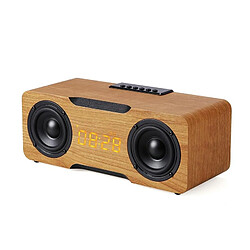 Yonis Enceinte Bluetooth Alarme Multifonction Bois Foncé 24W Son 3D Réveil Multifonction Enceinte Bluetooth Bois Foncé 24W Son 3D Batterie 1800mAh Jaune YONIS