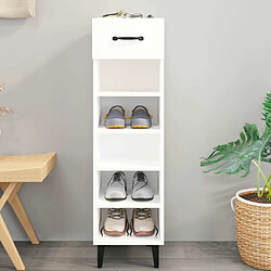 Maison Chic Armoire à chaussure 30x35x105 cm,Meuble à Chaussures Blanc brillant Bois ingénierie -MN37651